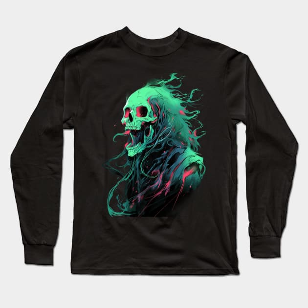 Anime Ghost Long Sleeve T-Shirt by MikeyMeta